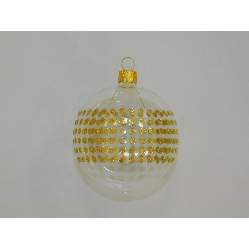 ONREX Vánoční ozdoba skleněná koule transparentní puntíky pr. 7 cm