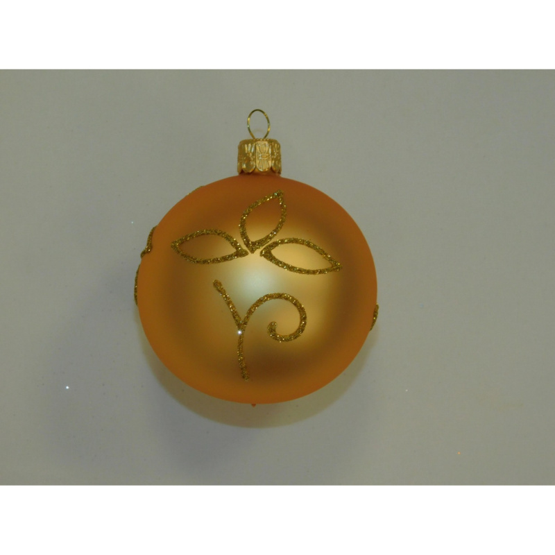 ONREX Vánoční ozdoba skleněná koule zlatá lístky pr. 7 cm