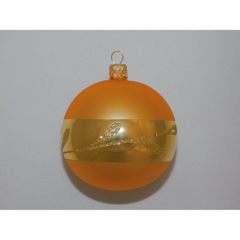 ONREX Vánoční ozdoba skleněná koule zlatá větvička pr. 8 cm