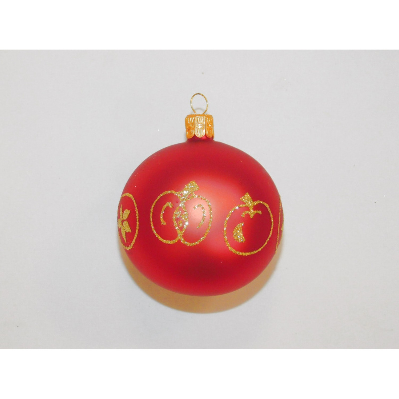 ONREX Vánoční ozdoba skleněná koule červená dekor pr. 7 cm