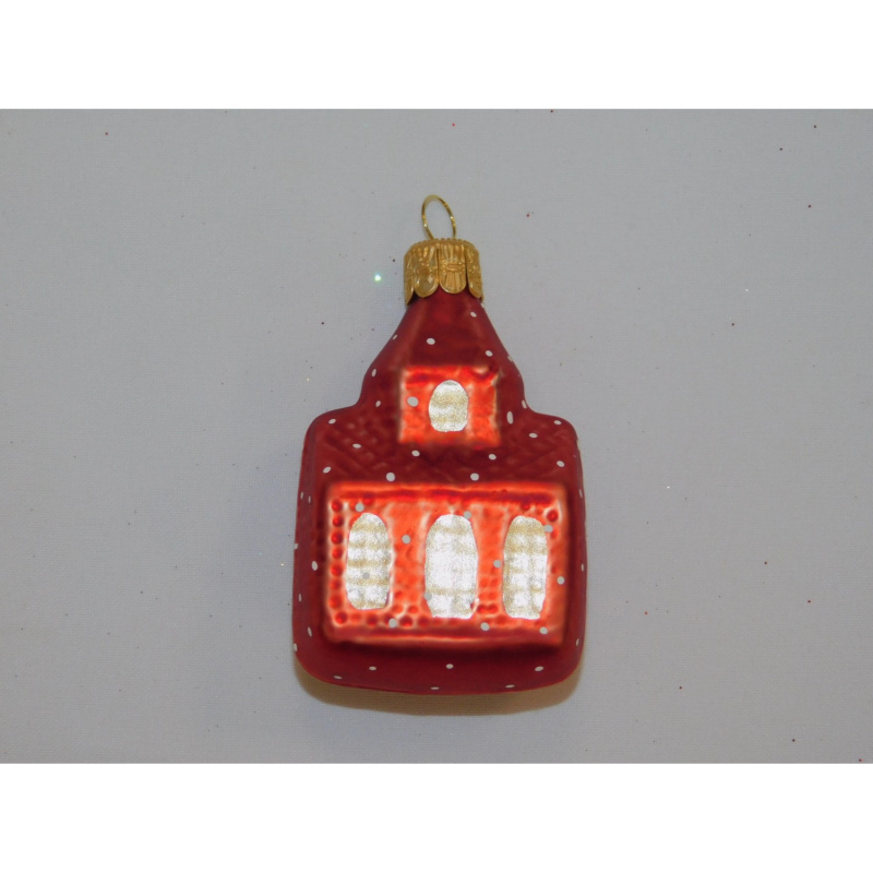 ONREX Vánoční ozdoba skleněná kostel červený 6,5 cm