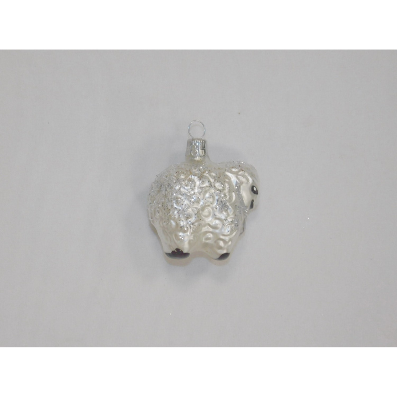 ONREX Vánoční ozdoba skleněná ovečka bílá 5 cm