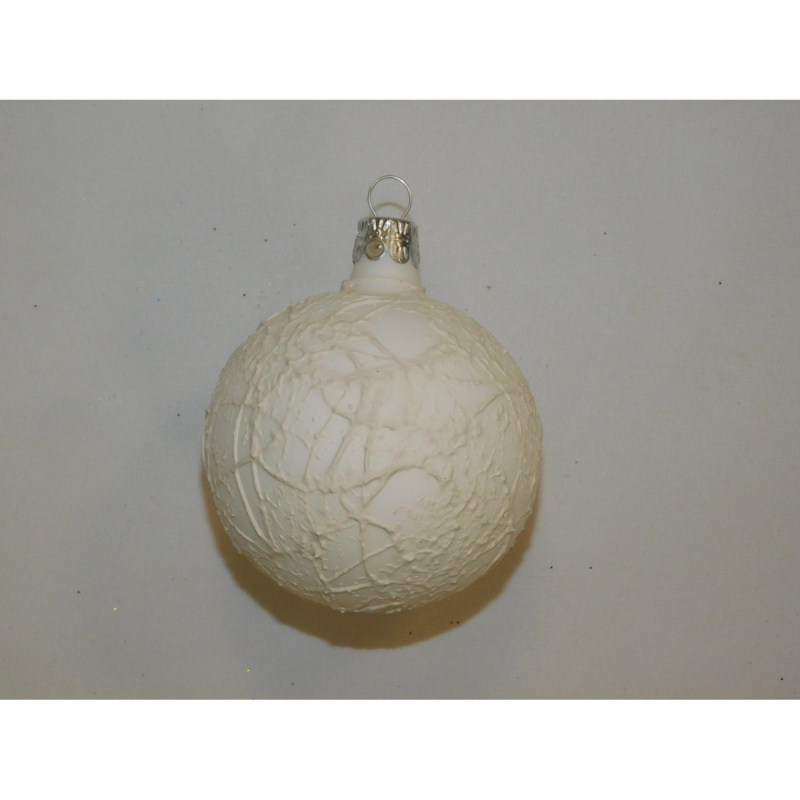 ONREX Vánoční ozdoba skleněná koule bílá dekor pr. 7 cm