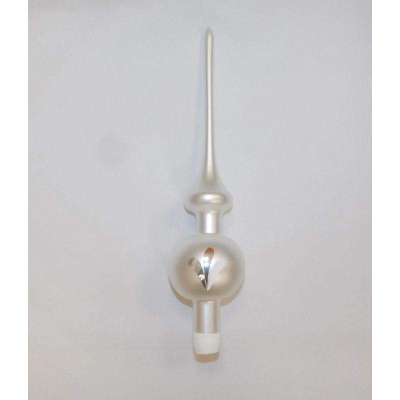 ONREX Vánoční ozdoba skleněná špice bílá lístky 28 cm