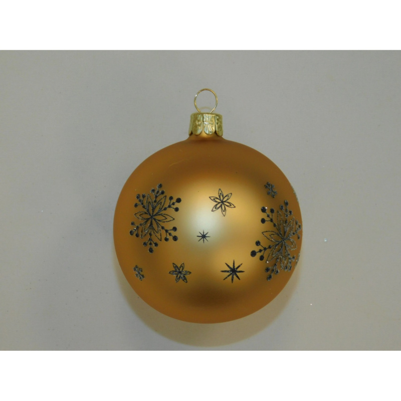 ONREX Vánoční ozdoba skleněná koule zlatá dekor pr. 7 cm
