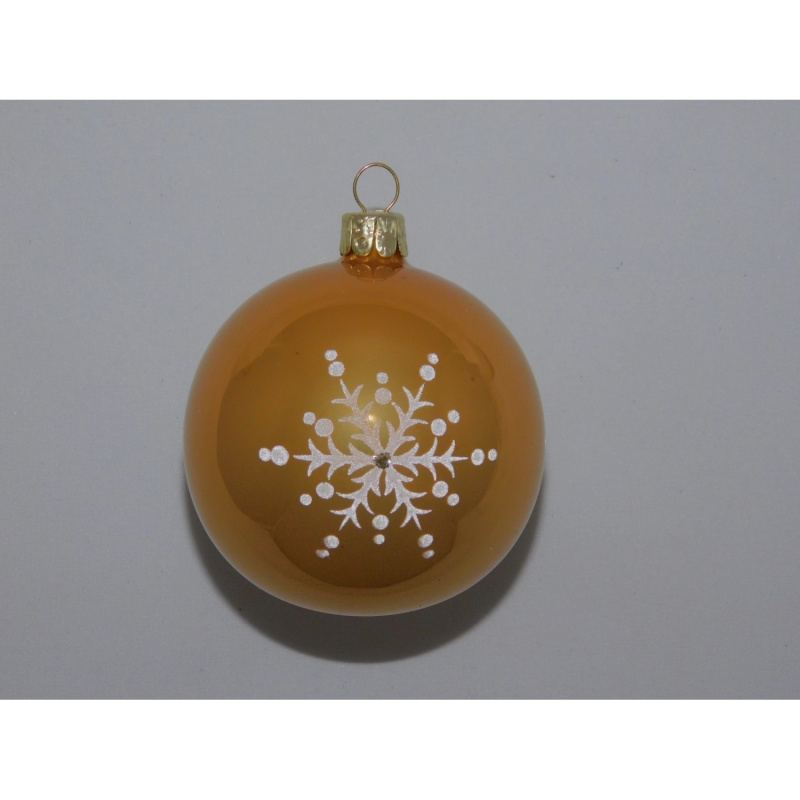 ONREX Vánoční ozdoba skleněná koule zlatá vločky pr. 7 cm