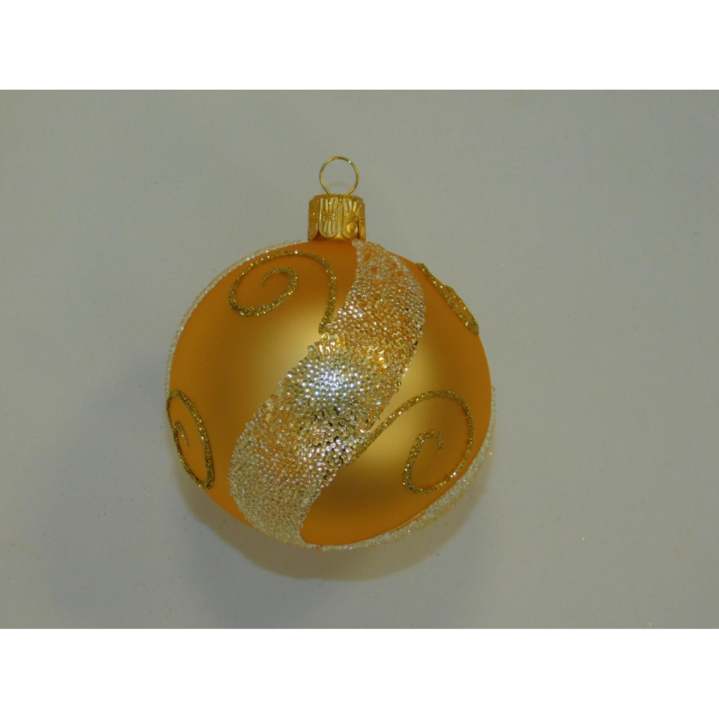 ONREX Vánoční ozdoba skleněná koule zlatá spirály pr. 7 cm