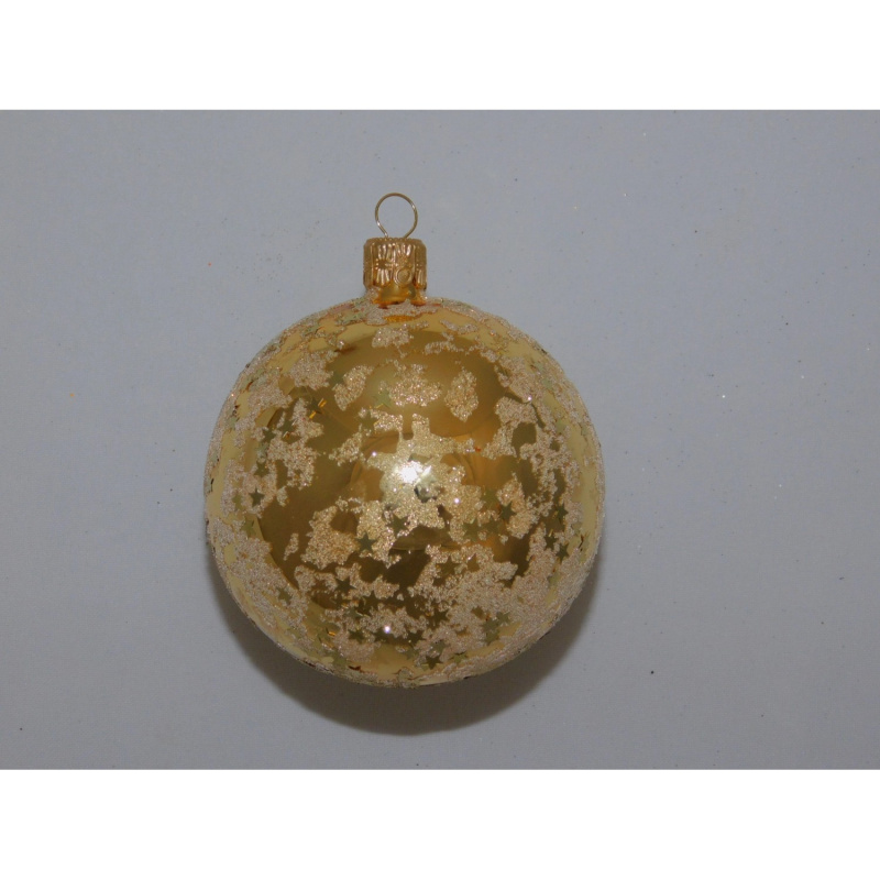 ONREX Vánoční ozdoba skleněná koule zlatá posyp pr. 8 cm