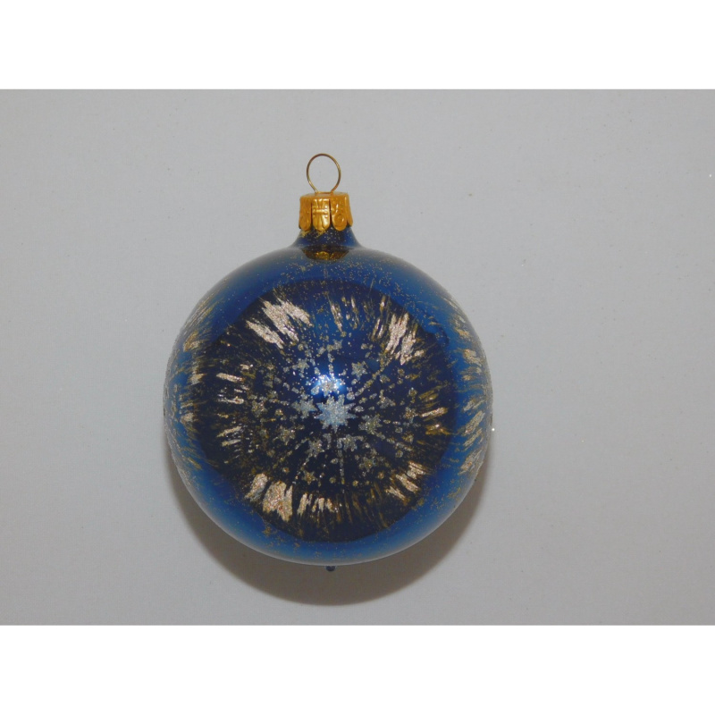 ONREX Vánoční ozdoba skleněná koule modrá hvězdičky pr. 8 cm