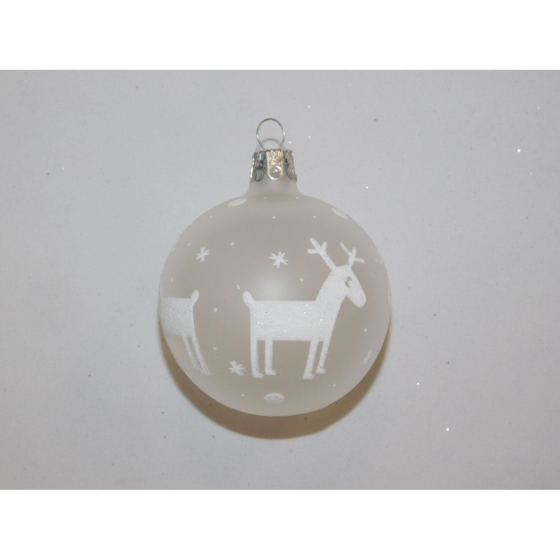 ONREX Vánoční ozdoba skleněná koule transparentní sobi pr. 7 cm