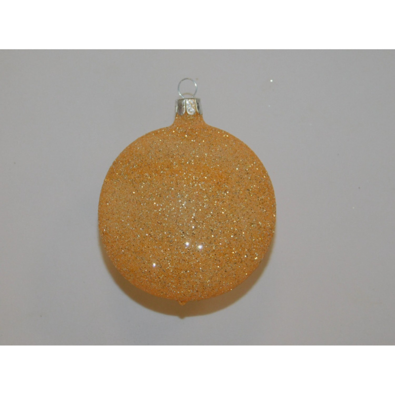 ONREX Vánoční ozdoba skleněná koule oranžová posyp pr. 8 cm