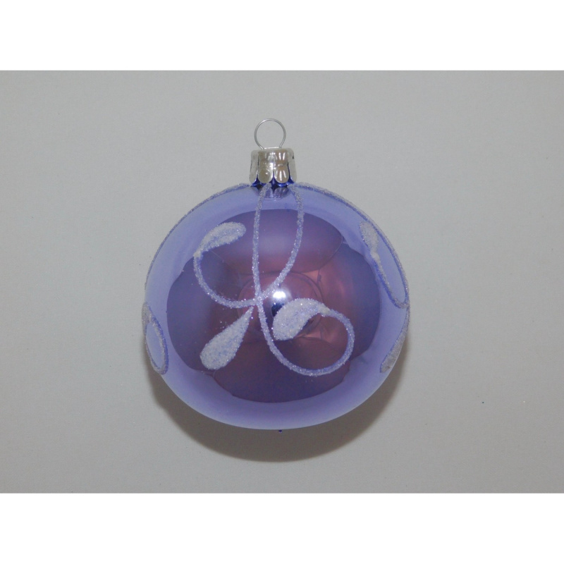 ONREX Vánoční ozdoba skleněná koule fialová ornament pr. 8 cm
