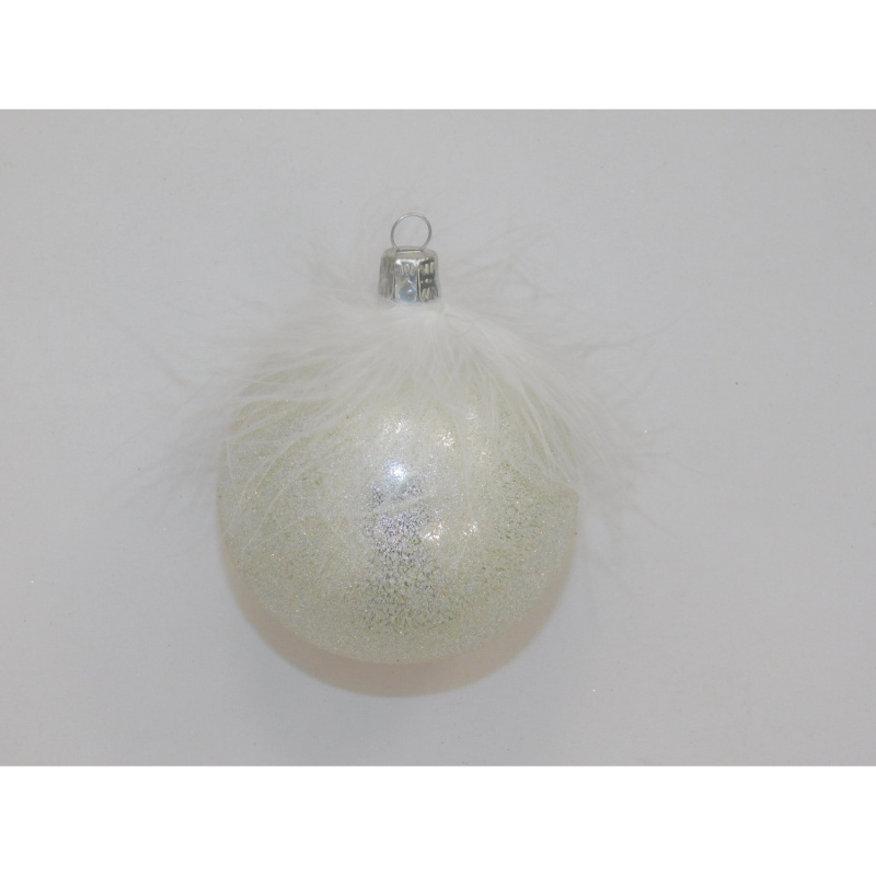 ONREX Vánoční ozdoba skleněná koule bílá posyp pr. 8 cm