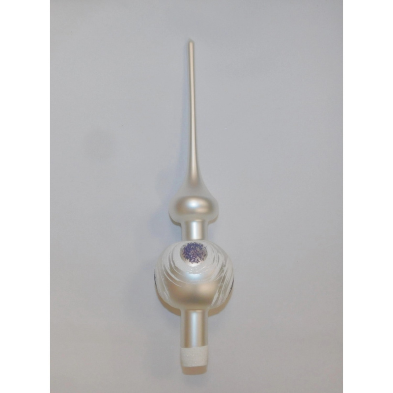 ONREX Vánoční ozdoba skleněná špice bílá kruhy 28 cm