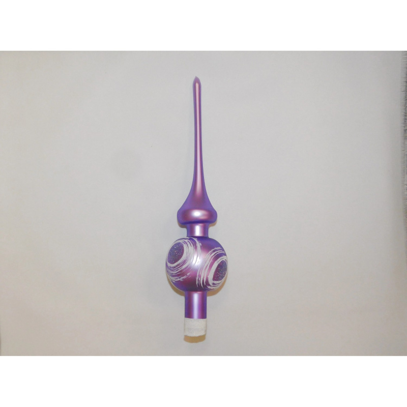 ONREX Vánoční ozdoba skleněná špice fialová kruhy 28 cm