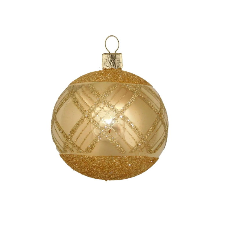 ORNEX Koule skleněná zlatá linky 70 mm