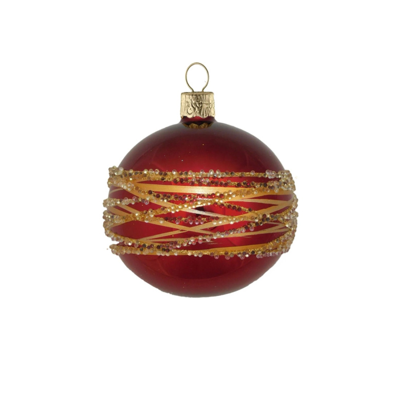ORNEX Koule skleněná bordó linky 80 mm