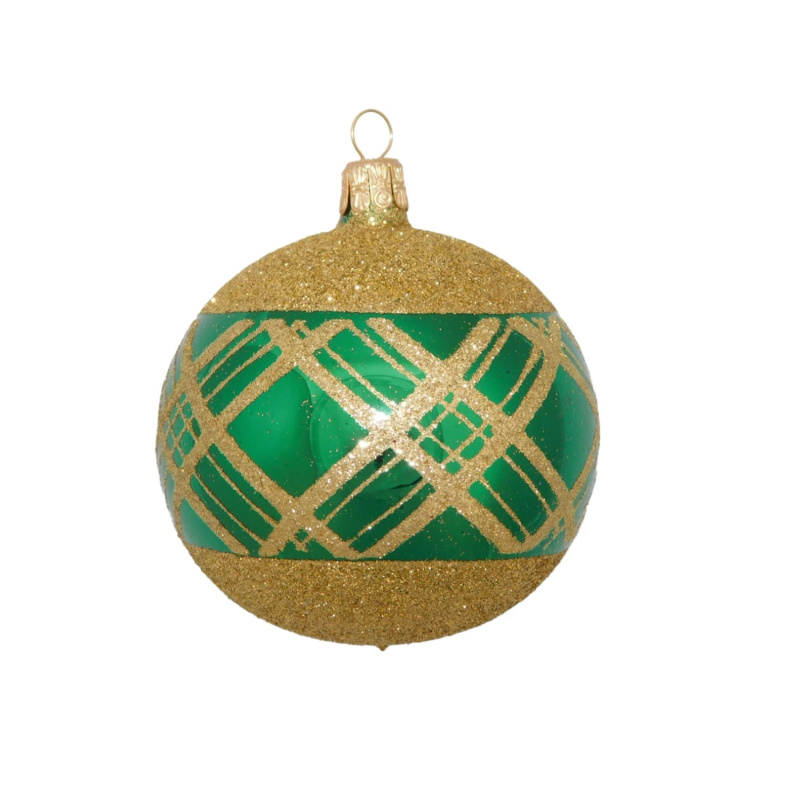 ORNEX Koule skleněná zelená linky 80 mm