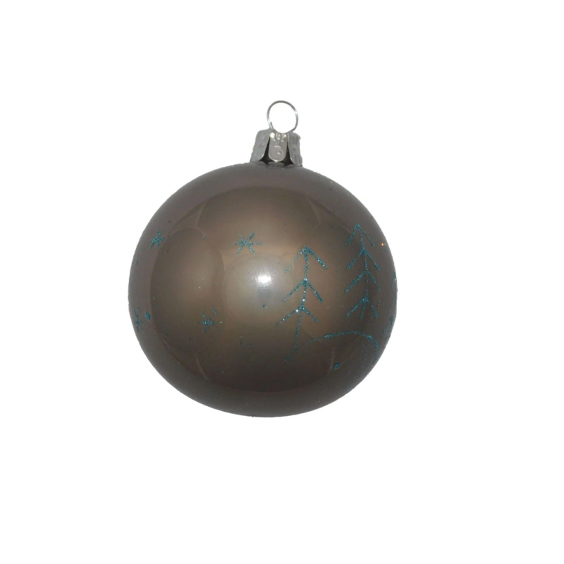ORNEX Koule skleněná šedá stromky 70 mm