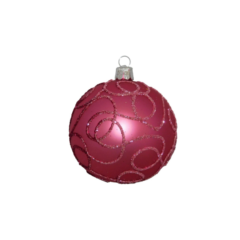 ORNEX Koule skleněná růžová linky 80 mm