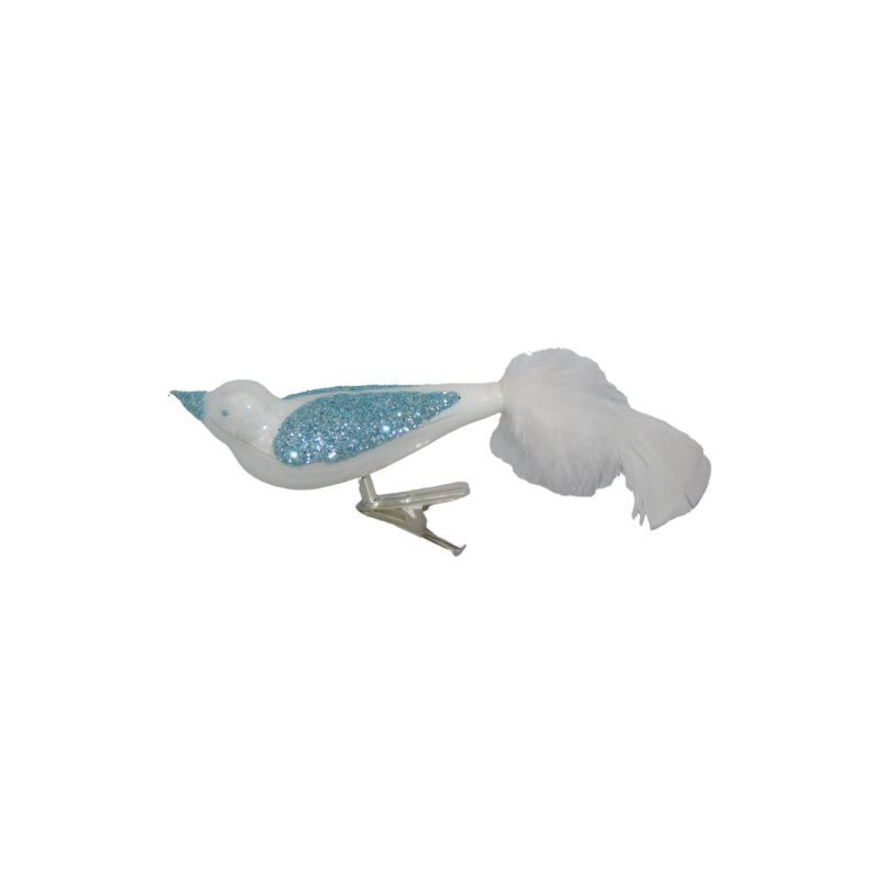 ORNEX Ptáček skleněný bílý 120 mm