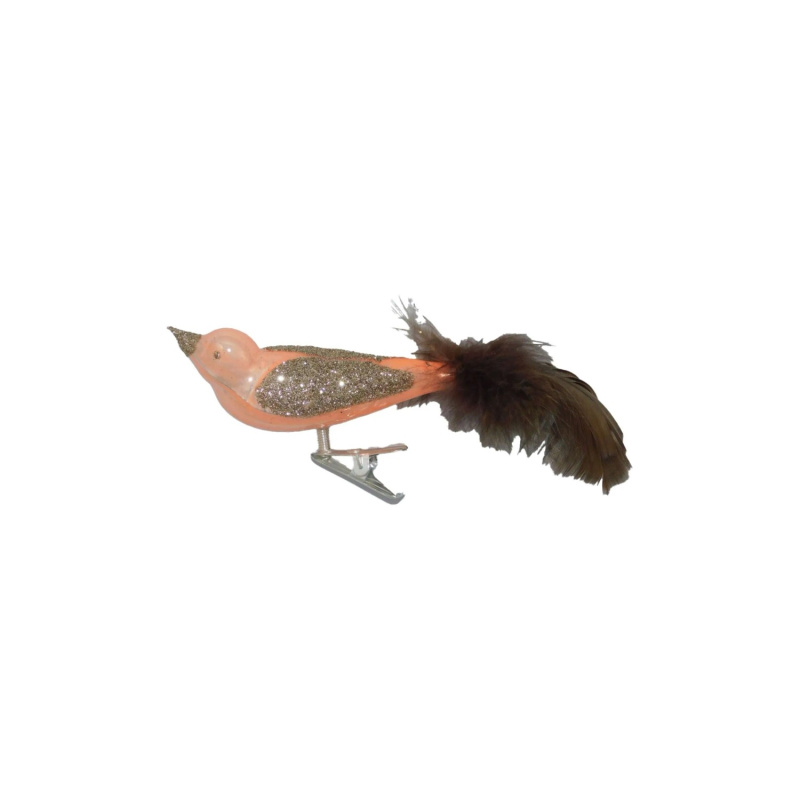 ORNEX Ptáček skleněný růžový 120 mm