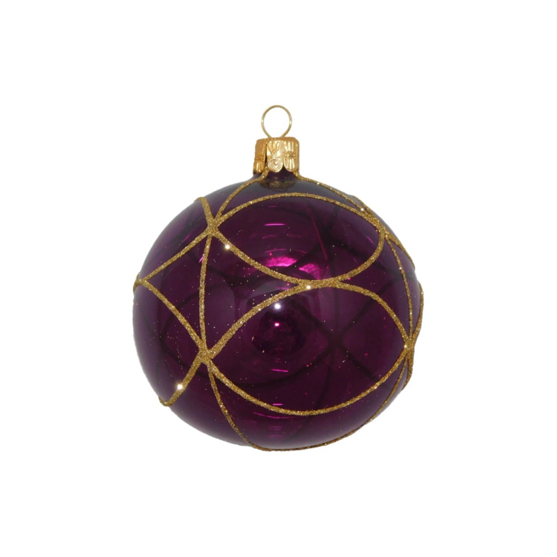 ORNEX Koule skleněná fialová linky 80 mm