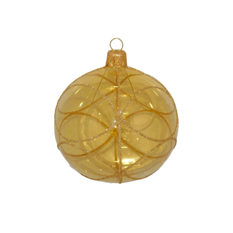 ORNEX Koule skleněná zlatá linky 80 mm