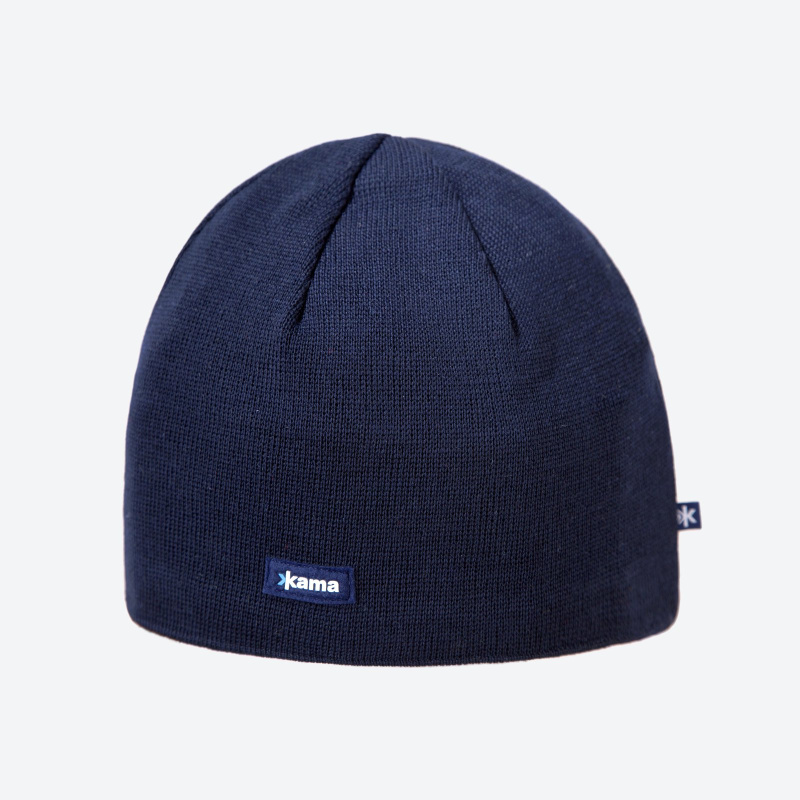 KAMA A02 pletená merino čepice,  modrá Velikost: M