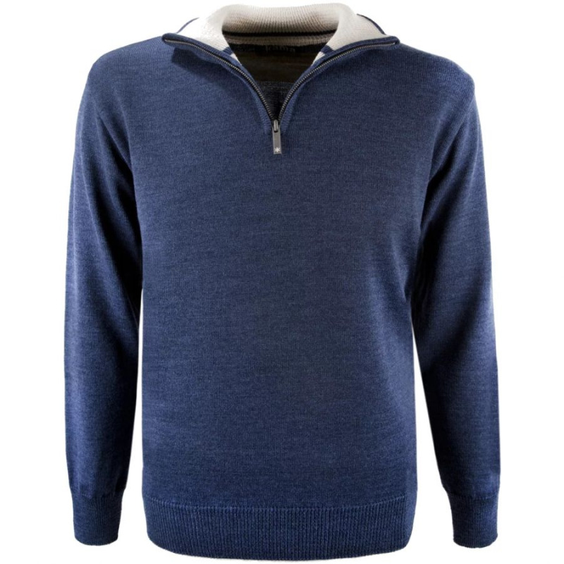 KAMA 4105 pánský merino svetr,  tm. modrá Velikost: XL