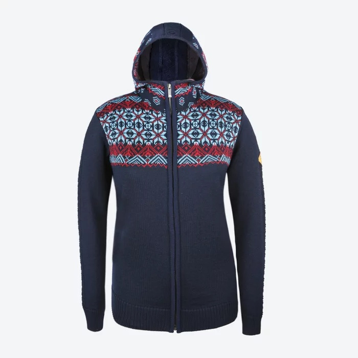 KAMA 5037 dámský merino svetr s kapucí,  modrá Velikost: M