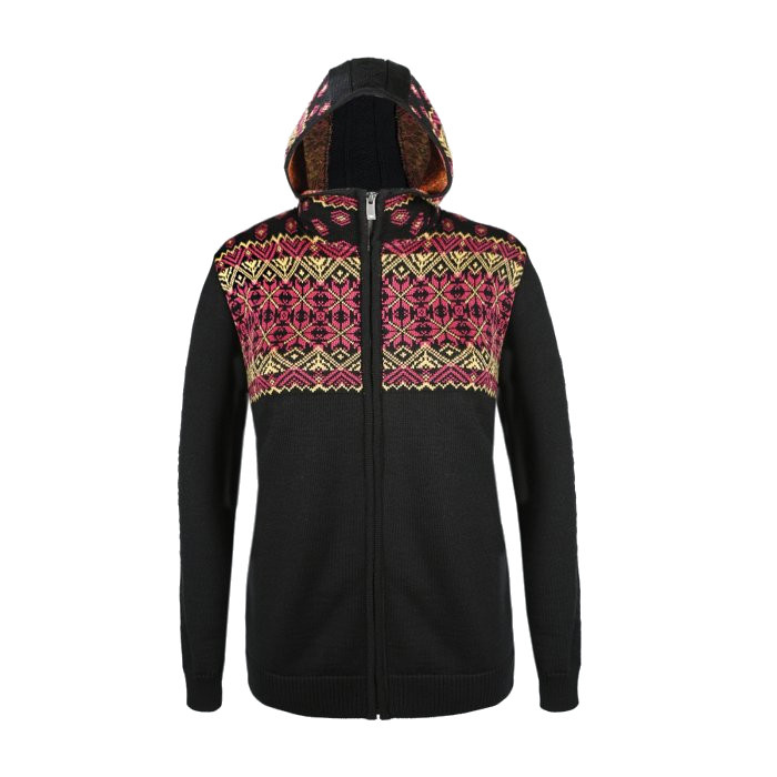KAMA 5037 dámský merino svetr s kapucí,  černá Velikost: XL
