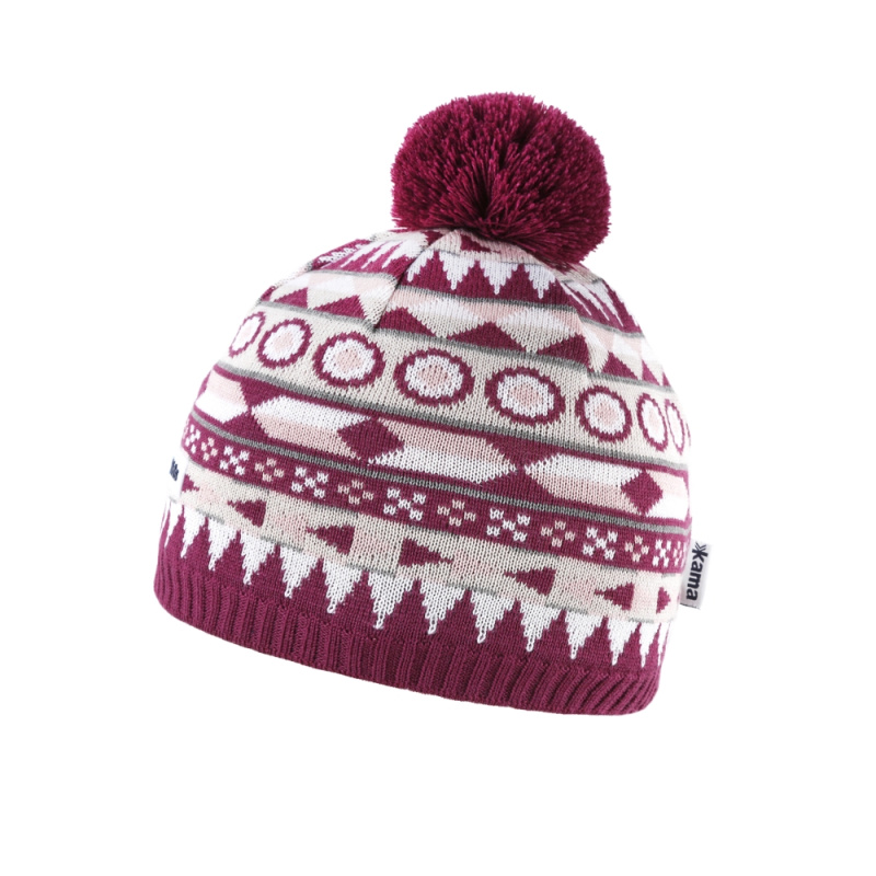 KAMA B99 Dětská pletená Merino čepice , purpurová