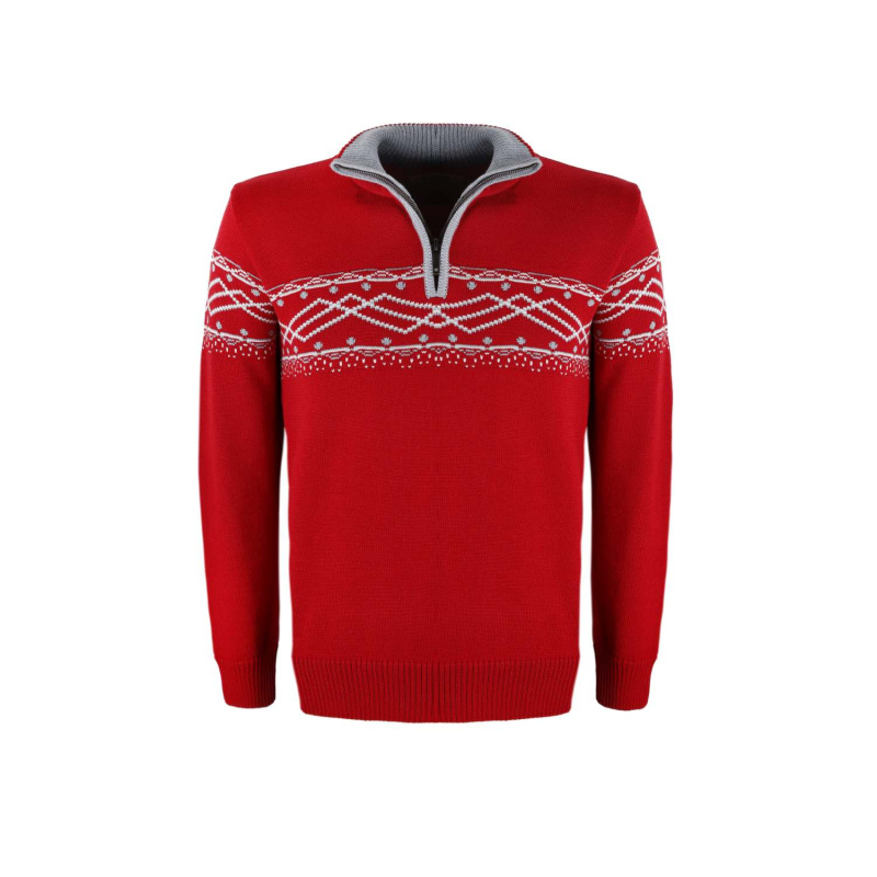 KAMA 4060 pánský merino svetr, červená Velikost: M
