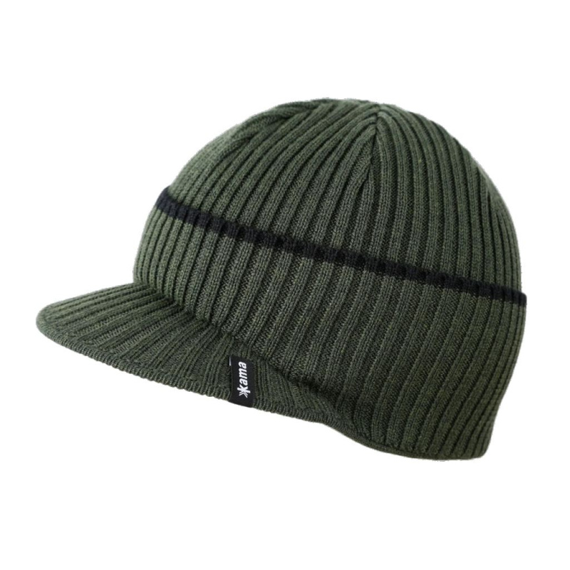 KAMA LA04 pletená merino čepice s kšiltem,  zelená Velikost: UNI