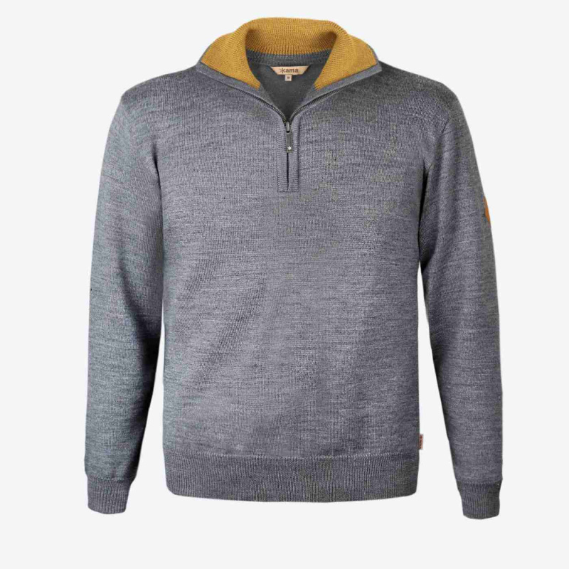 KAMA 4105 pánský merino svetr,  šedá Velikost: XL