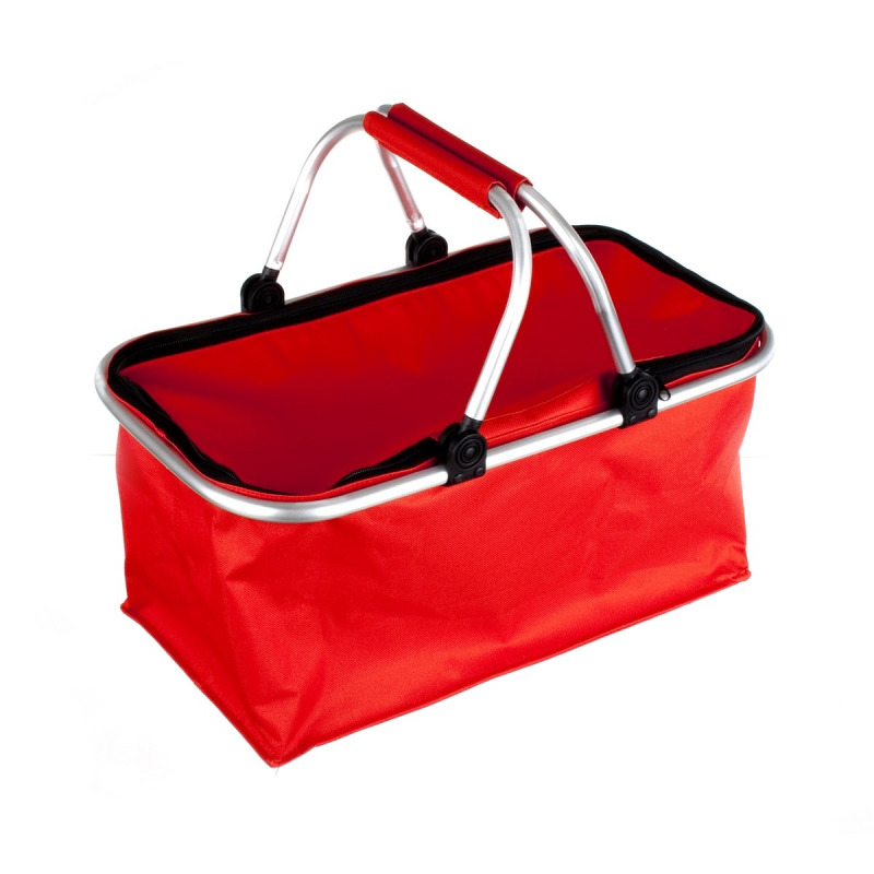 Skládací nákupní košík na zip červený 48 × 24 × 28 cm
