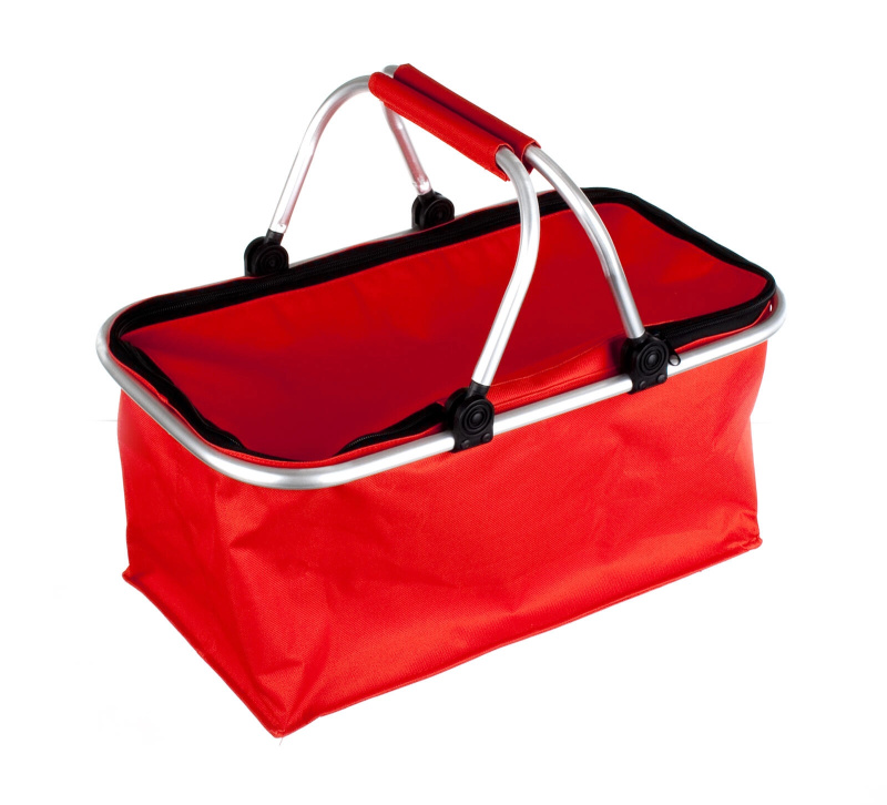 Skládací nákupní košík na zip červený 48 × 24 × 28 cm