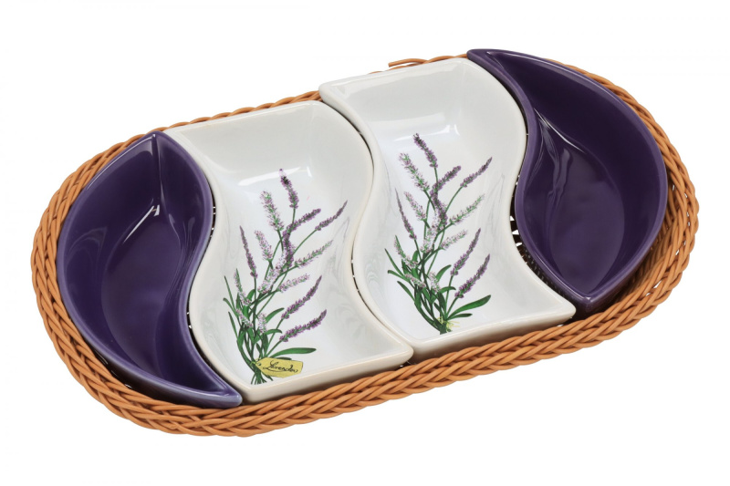 Banquet Tác v košíku LAVENDER - 4 dílná sada