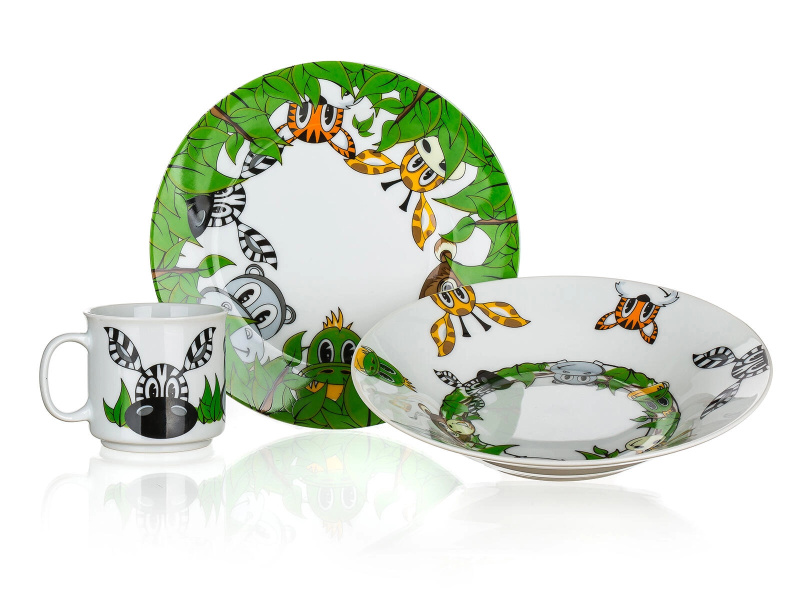 Dětská jídelní sada KAMARÁDI Z DŽUNGLE 3 ks