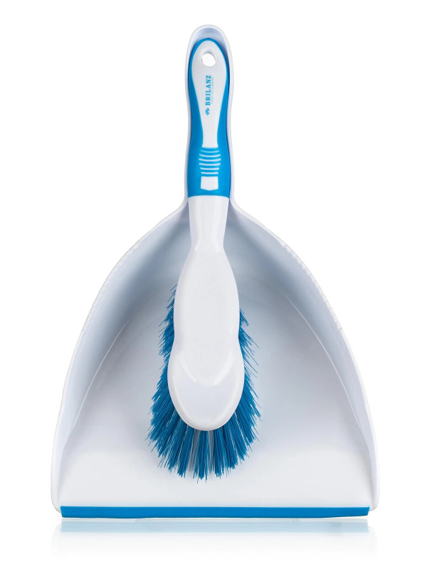 Brilanz Exlusive souprava lopatka a smetáček s gumou a měkčenou TPR rukojetí bílo-světlemodrá