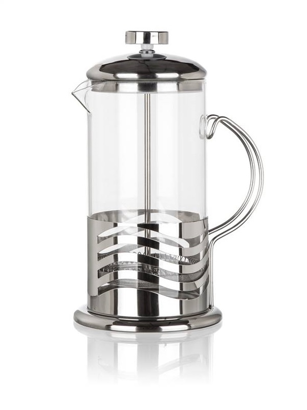 Konvice s filtračním pístem WAVE - skleněná, 600 ml