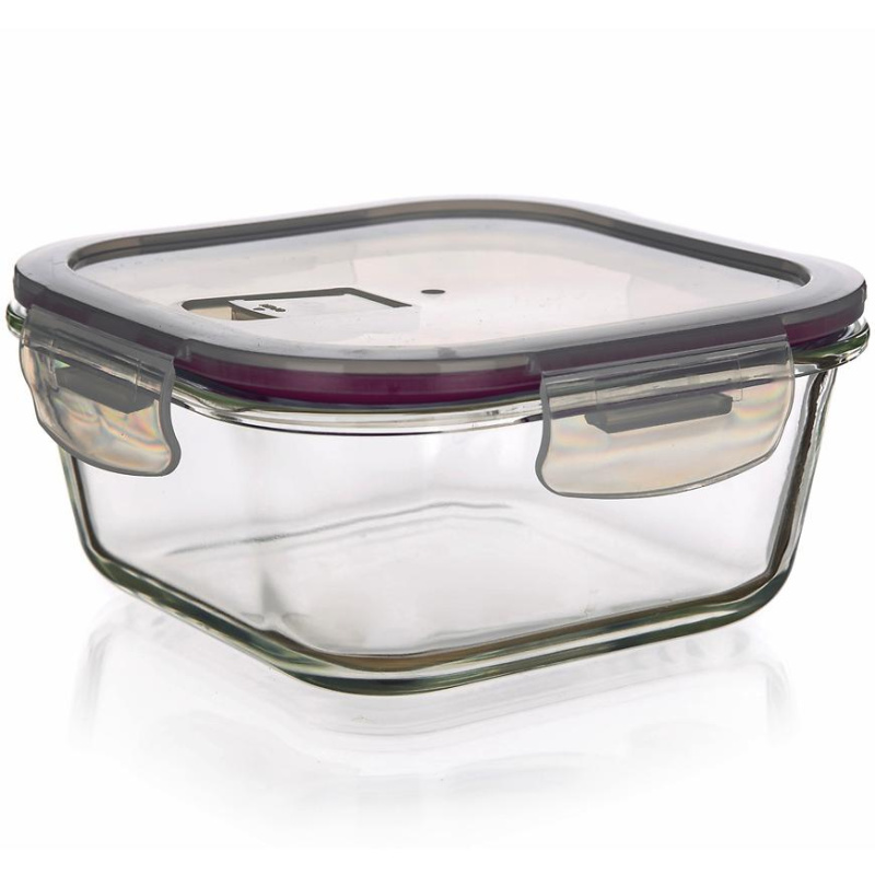 Dóza skleněná LORA s víčkem, bordó 950 ml