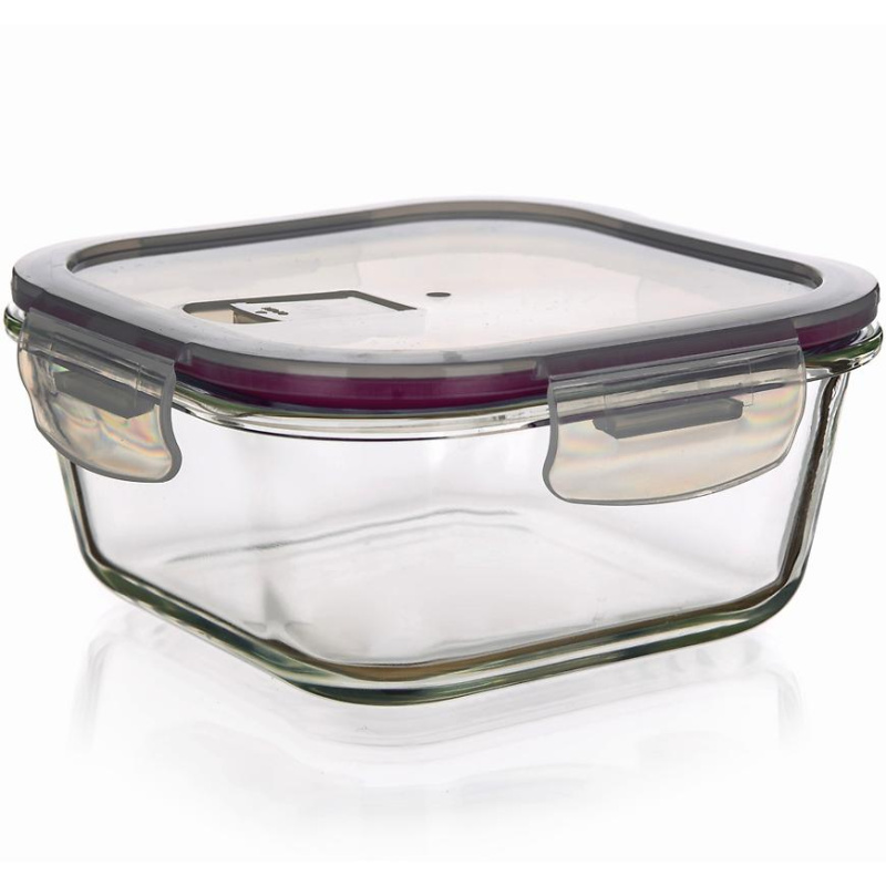 Dóza skleněná LORA s víčkem, bordó 500 ml