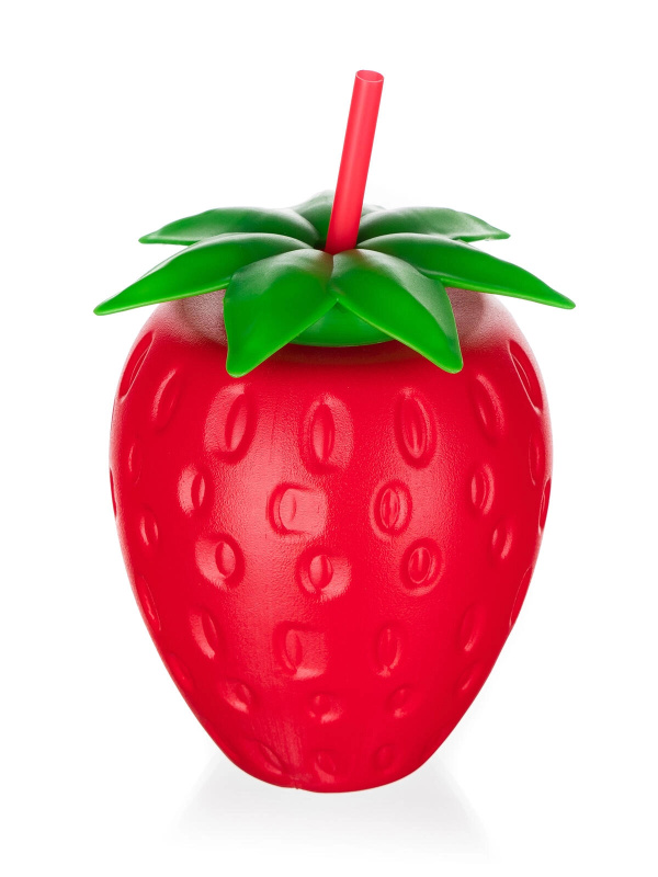 Plastová láhev se slámkou Strawberry 880ml