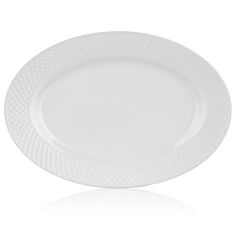Oválný talíř Banquet Diamond Line - bílý, 34,5 x 24,2 cm, 1 ks