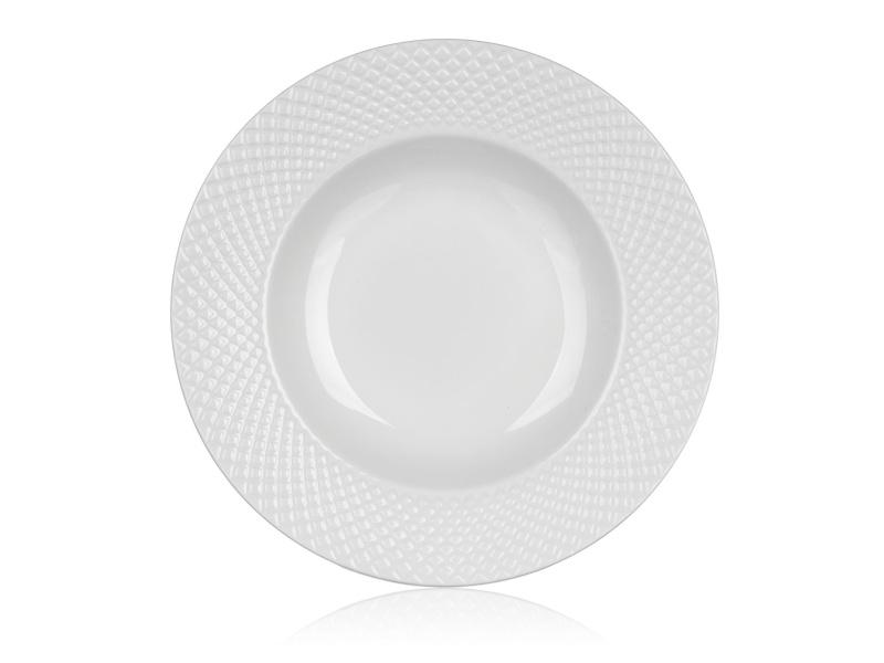 Hluboké talíře Banquet Diamond Line - bílé, 22,2 cm, sada 6 ks