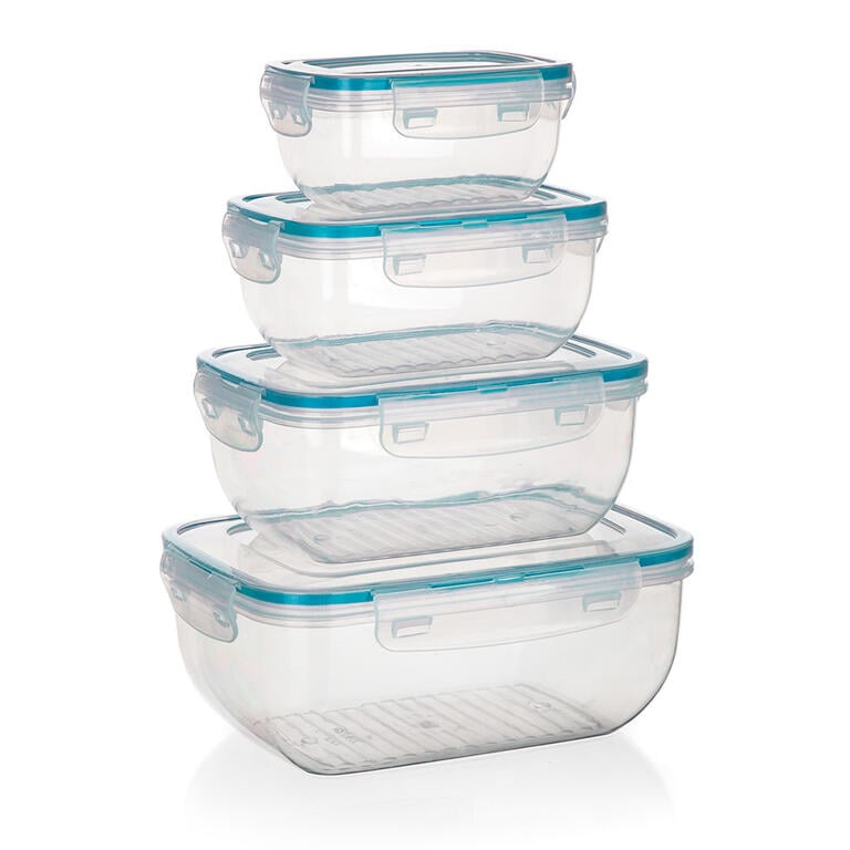 Sada plastových dóz LEYA - 400 ml, 800 ml, 1,4 l, 2,3 l, sada 4 ks