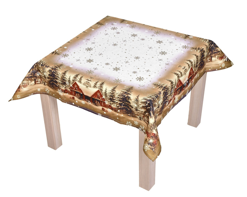 Forbyt Vánoční ubrus Zasněžená krajina 85x85 cm Varianta: Vánoční ubrus Zasněžená krajina CYH6019R 85x85 cm