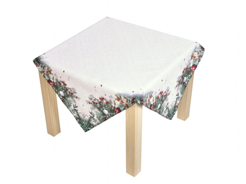 Forbyt kuchyňský ubrus vánoční CYH6024GC, vánoční ozdoby s jehličím, zelená 85x85cm (čtverec)